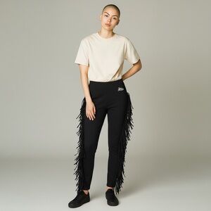 Love Moschino Fringe Track Pants Black Size 4 NWOT